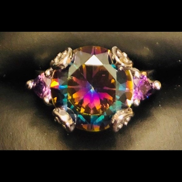 Jewelry - Rainbow Mystic Topaz &Amethyst 925 Ring size 5 3/4